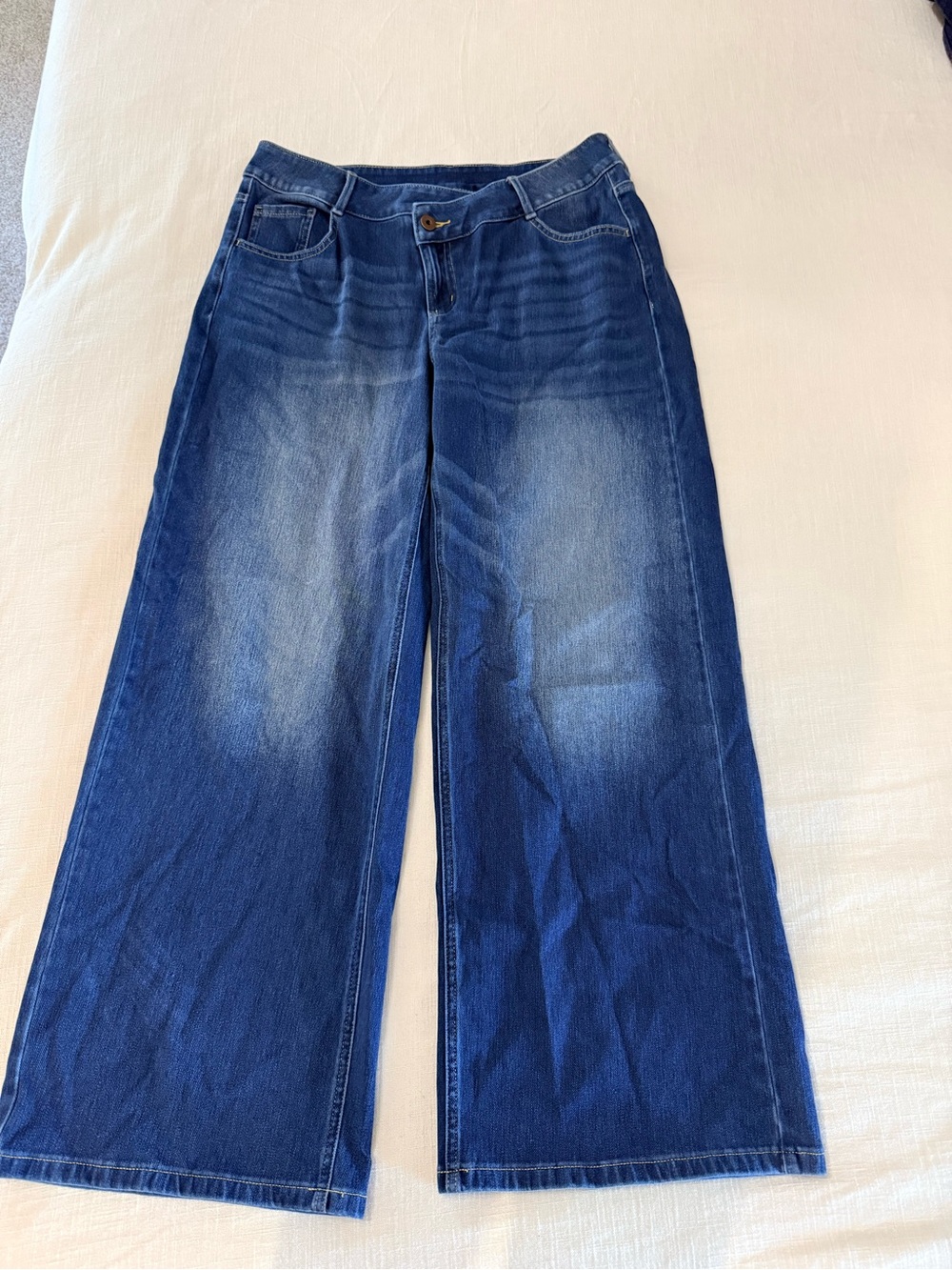 Halara Flex Asymmetric Low Rise Zipper Baggy Wide Leg Jeans NWOT - Picture 2 of 4